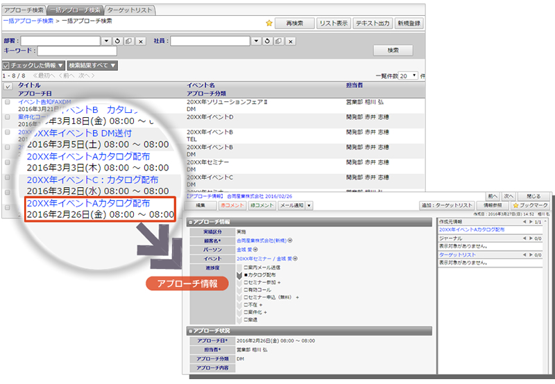 一括アプローチ情報登録